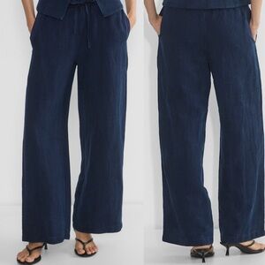 LC Lauren Conrad Linen Blend Wide Leg Pants Navy Blue Size Small